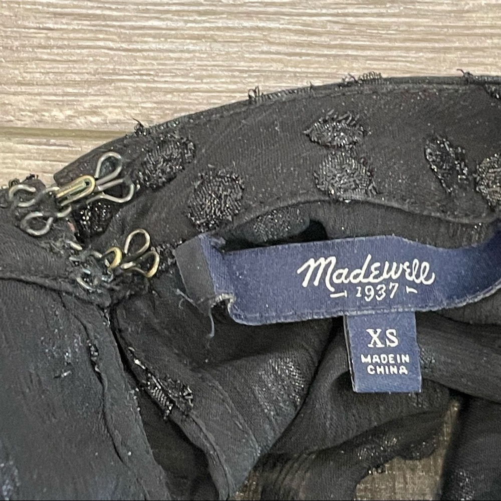 Madewell Women Top in Metallic Dot Size XS Black Short Sleeve - Picture 7 of 8